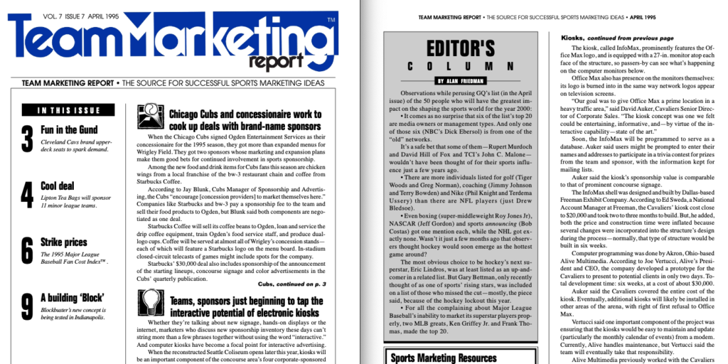 Team Marketing Report – Apr 1995 (Vol 07, Issue 07)