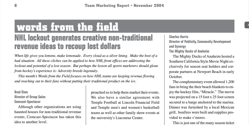 Team Marketing Report – Nov 2004 (Vol 17, Issue 02)